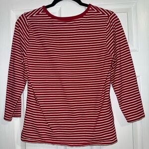 Pendleton Petite Women’s Striped Red White Knit Boat Neck Cotton Top Small